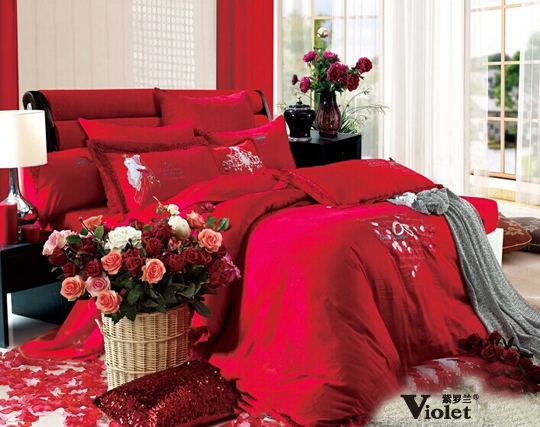 紫羅蘭婚慶床品,讓你甜蜜一“被”子