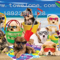 大刮底活性印花沙灘巾毛巾