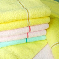 仙迪素色緞檔純棉毛巾